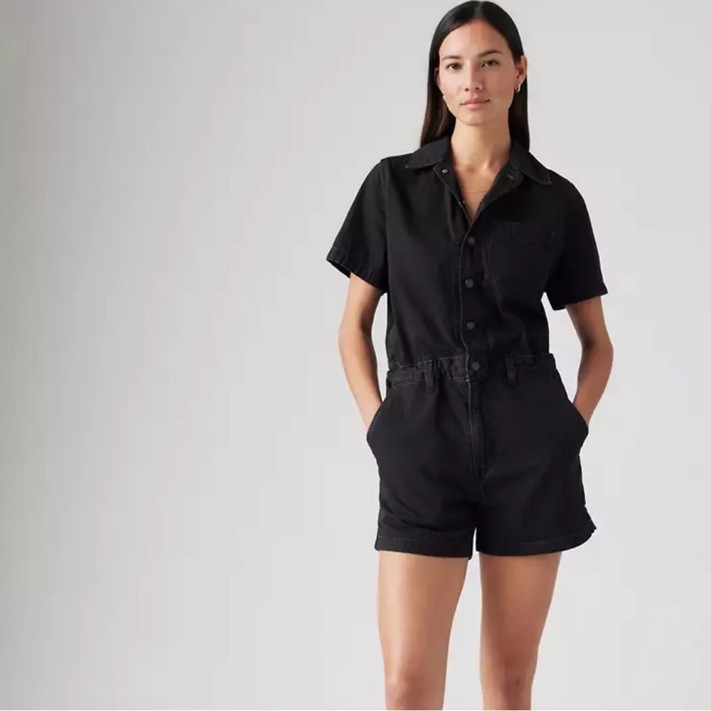 Levi's Dark Denim Short Sleeve Romper